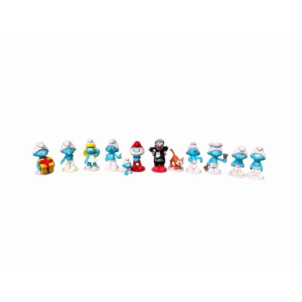 Smurfs 11 Figure Playset Cake Topper Cupcake Toppers PVC 2” Figure Set